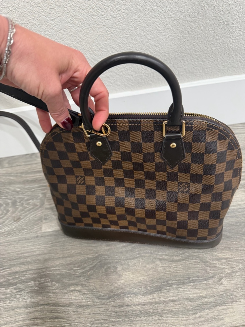 Louis Vuitton Lookalike Checkered Dome Satchel Bag with Charms - Picture 5 of 5